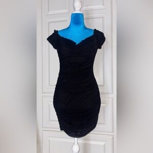 Windsor Black Ruched Off-Shoulder Bodycon Mini Dress